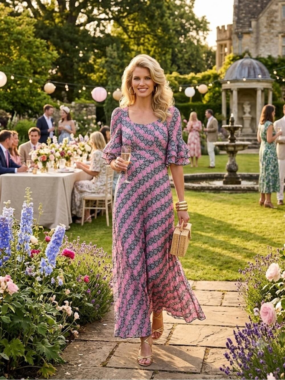 Vintage Pink Heart Maxi Dress